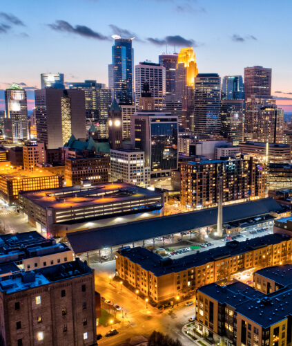 downtown minneapolis at night